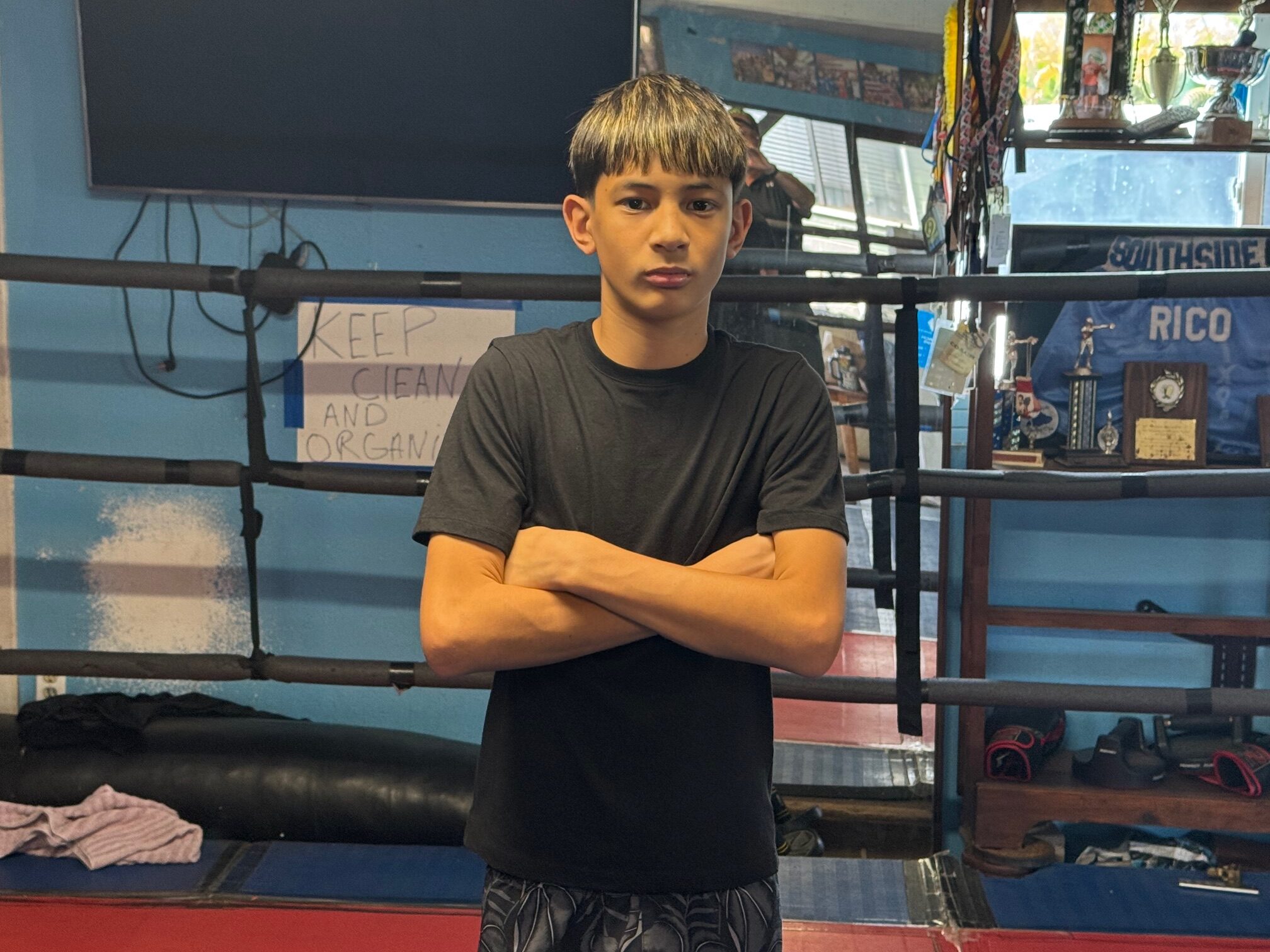 Micah Diaz, a 13-year-old who will be in eighth grade at Lokelani Intermediate School in the fall, won the USA Boxing Junior Olympic title in his 90-pound intermediate division, finishing a 4-0 run on June 20 in Las Vegas, Nevada. HJI / ROB COLLIAS photo