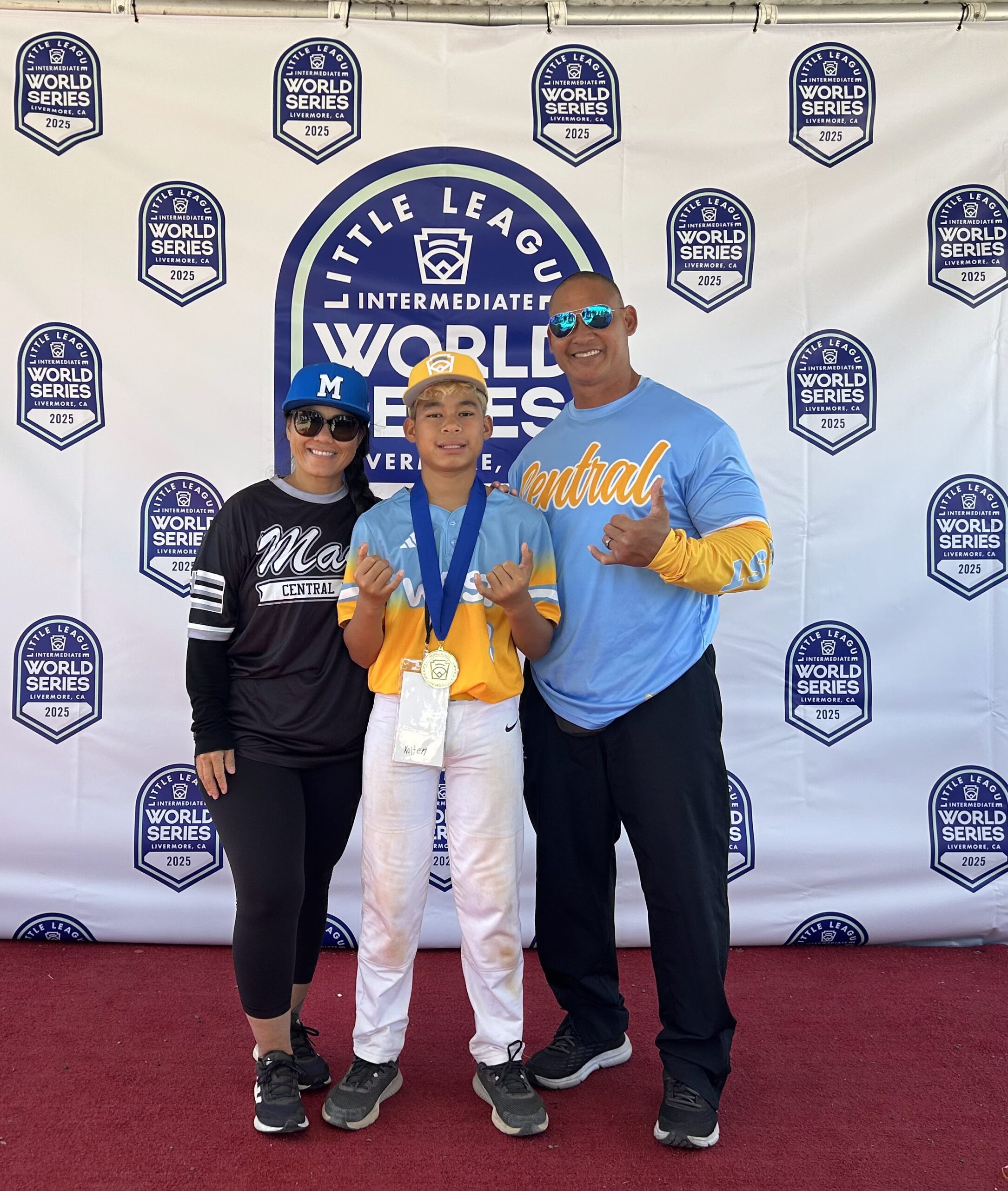 The Magno family, from left mom Kim Ann, Kolten, and dad Dalton are in Livermore, Calif., for the Intermediate 50/70 World Series. Courtesy photo