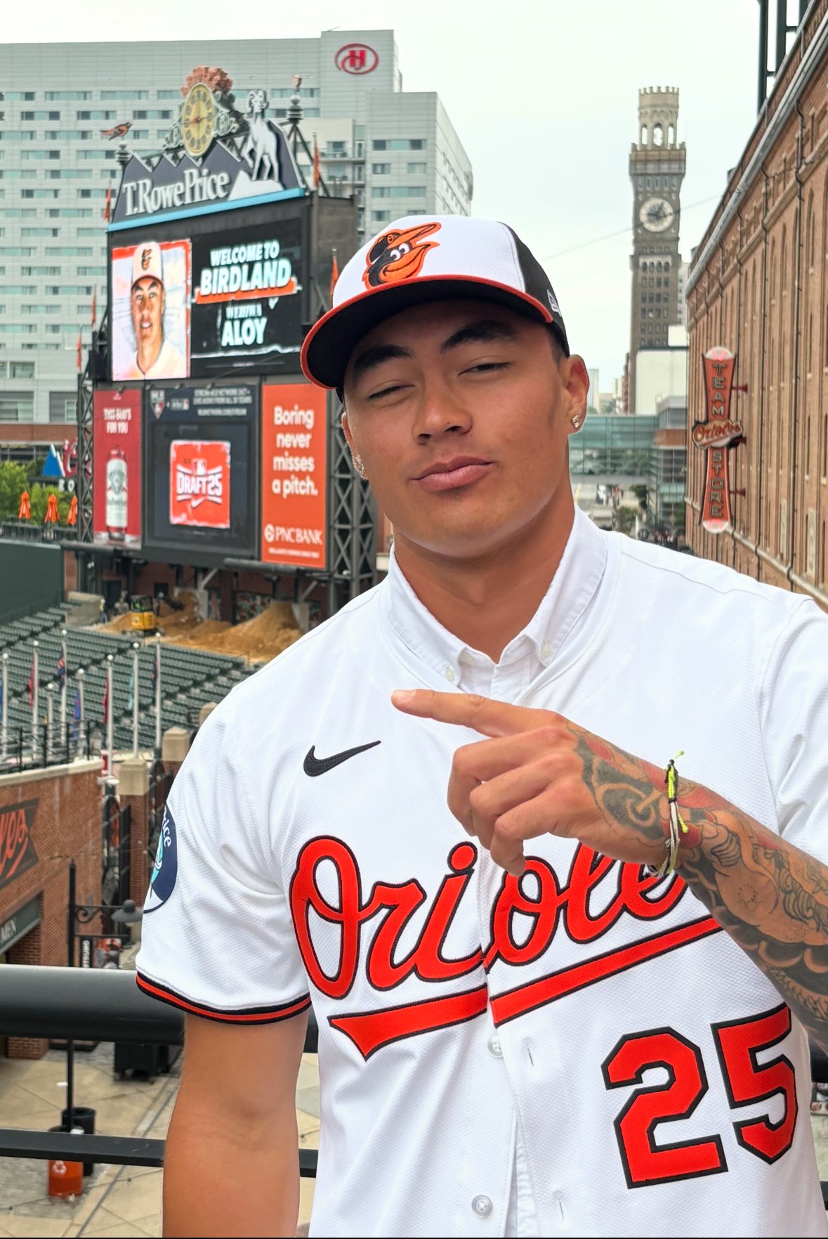 Wehiwa Aloy, the first first-round Major League Baseball draft choice ever from Maui, toured Oriole Park at Camden Yards on Saturday. Baltimore Orioles photo