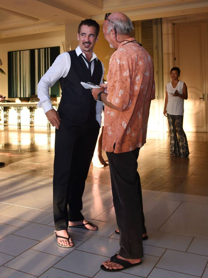 Actor Colin Farrell (left) is interviewed by Rick Chatenever at the Maui Film Festival in 2015. Courtesy photo