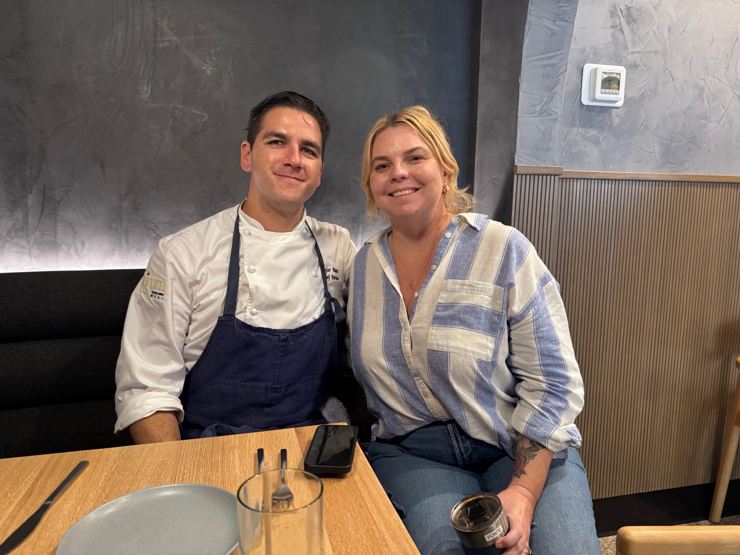 Taylor Ponte and wife Natasha Ponte are the head chef and general manager of Aurum restaurant that opened July 19 in The Shops at Wailea. HJI / ROB COLLIAS photo