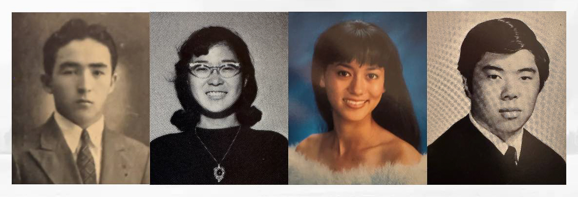 Maui High School Hall of Honor dinner to honor graduates left to right: Katsugo Miho, Faith Ito, Rachel Kondo and Glenn Otani. (Maui High yearbook photos)