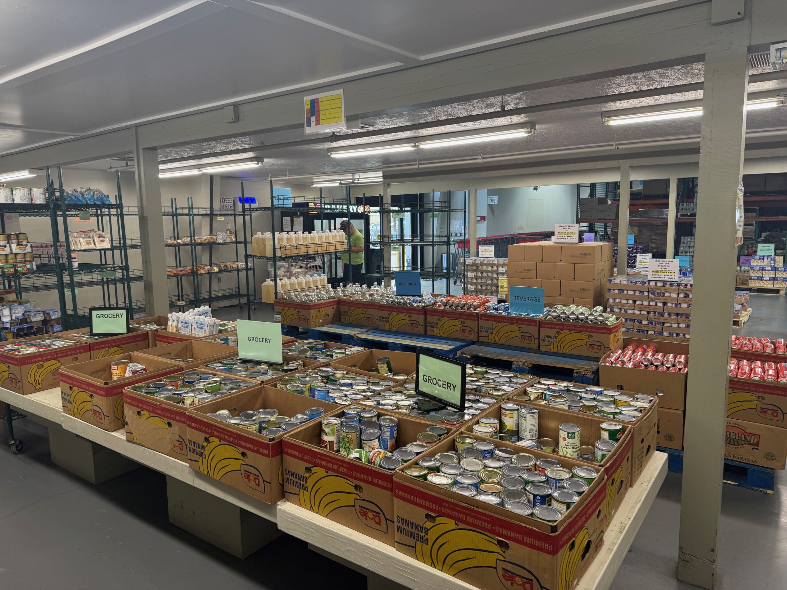 A look inside the Maui Food Bank's Wailuku warehouse on Thursday shows a variety of food ready for distribution. HJI / ROB COLLIAS photo