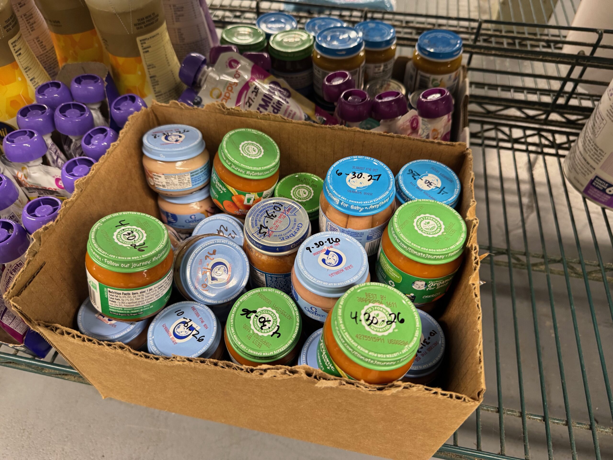 A close look at baby food jars at the Maui Food Bank's Wailuku warehouse on Thursday. HJI / ROB COLLIAS photo