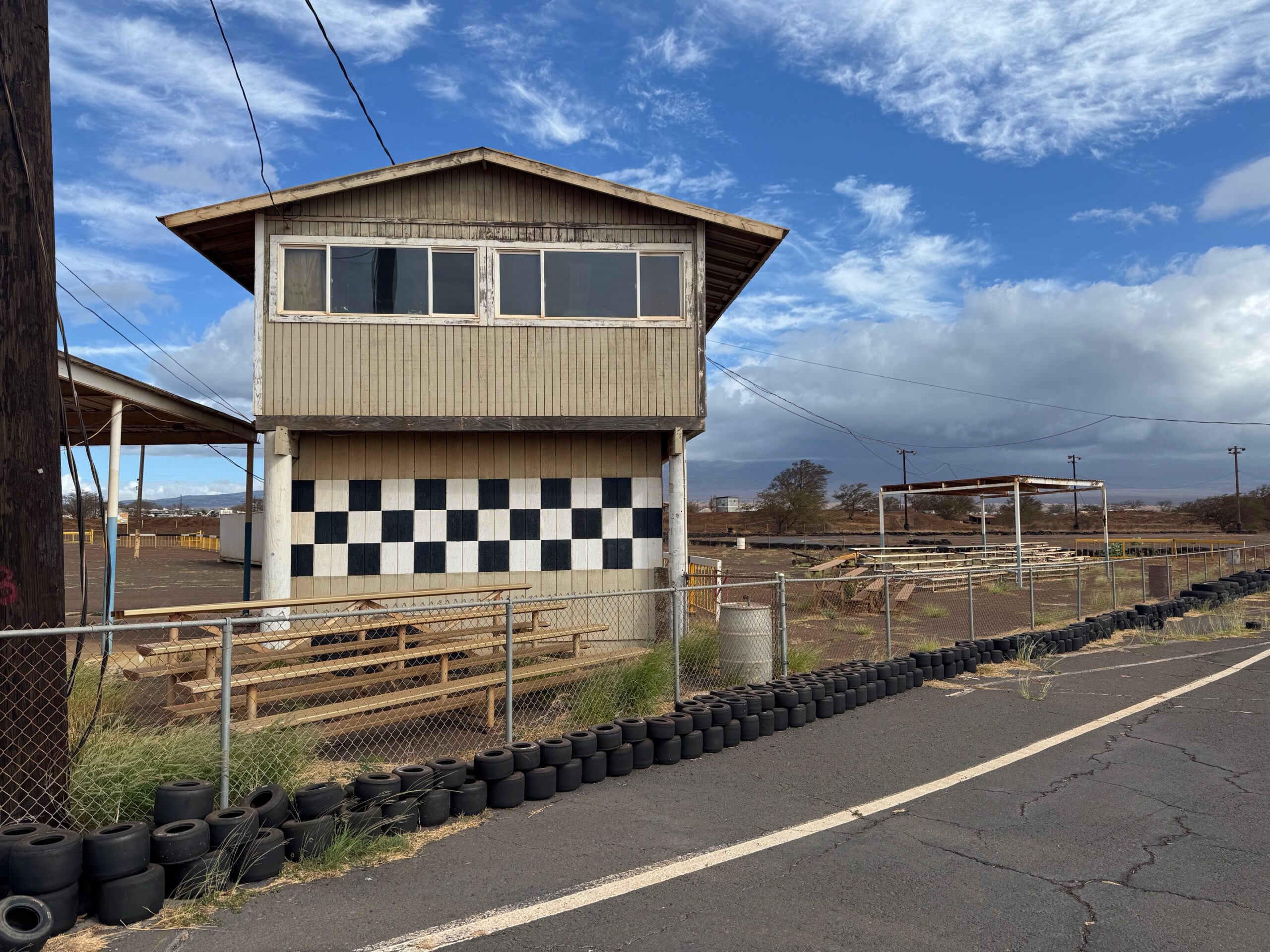 The race tower at the Maui Go Karters Association track in Pu'unene will be used for a race day for the first time in 6 years on Nov. 15. HJI / ROB COLLIAS photo