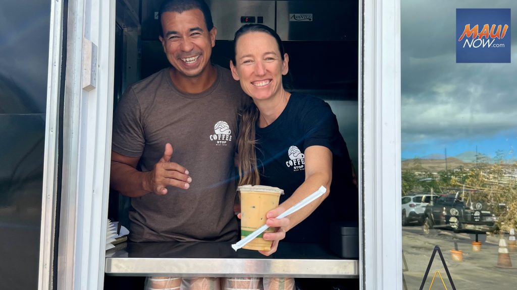 Coffee Stop West Maui — a locally owned, family-run drive-thru coffee trailer, has opened at 263 Lahainaluna Road. They are the first independently owned coffee business to reopen in Lahaina Town since the 2023 wildfire, according to owners. 