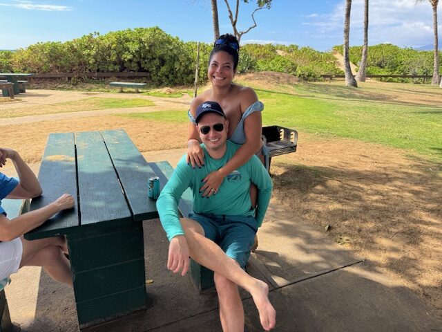 Zef Gojevic and his wife Dr. Vanessa Gojevic enjoyed their first visit to Kama'ole Beach Park I on Monday. HJI / ROB COLLIAS photo