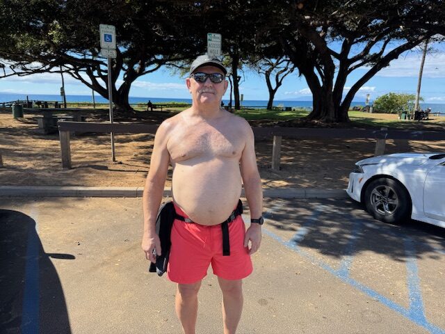 Ken Peterson of Vancouver, British Columbia, has been visiting Maui since 1975. He said Tuesday he is against the Park Maui fee of $10 per day for visitors to park at South Maui beaches. HJI / ROB COLLIAS photo