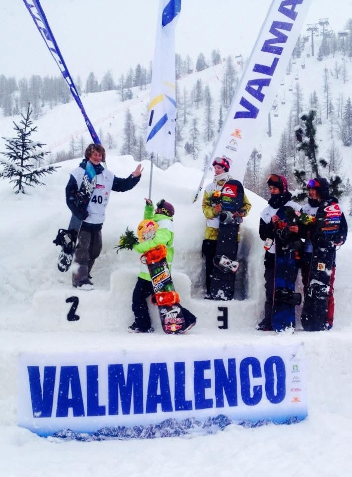 This photo shows Mauian Lyon Farrell (left) on the podium at thew World Junior Snowboarding Championships in Valmalenco, Italy, receiving a silver medal in 2014. Courtesy photo