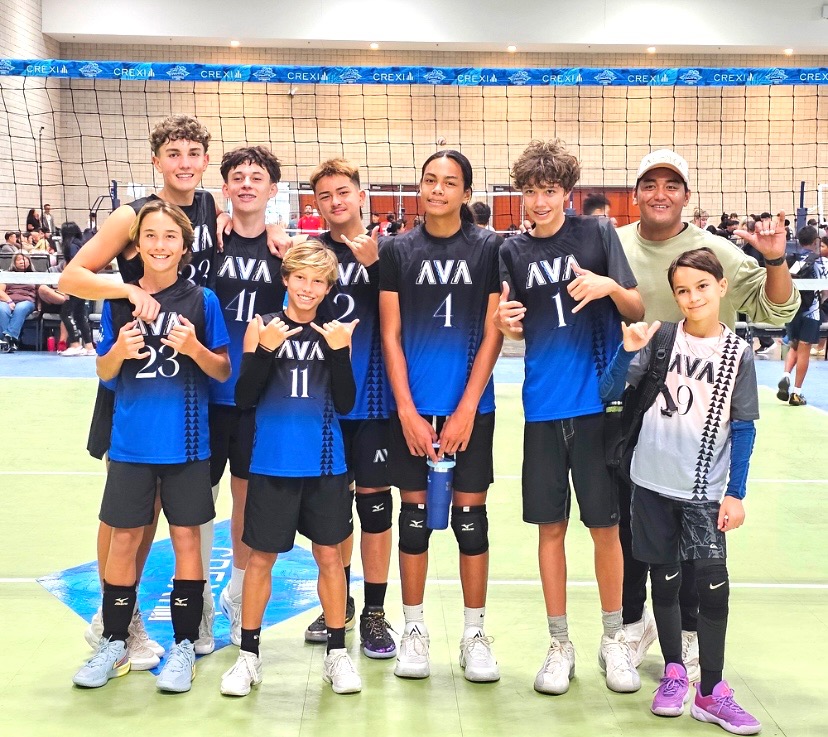 The Aloha Volleyball Association 14-under boys team from Maui poses for this photo from the TransPacific Volleyball Championships on Monday. NANETTE CUNNINGHAM photo