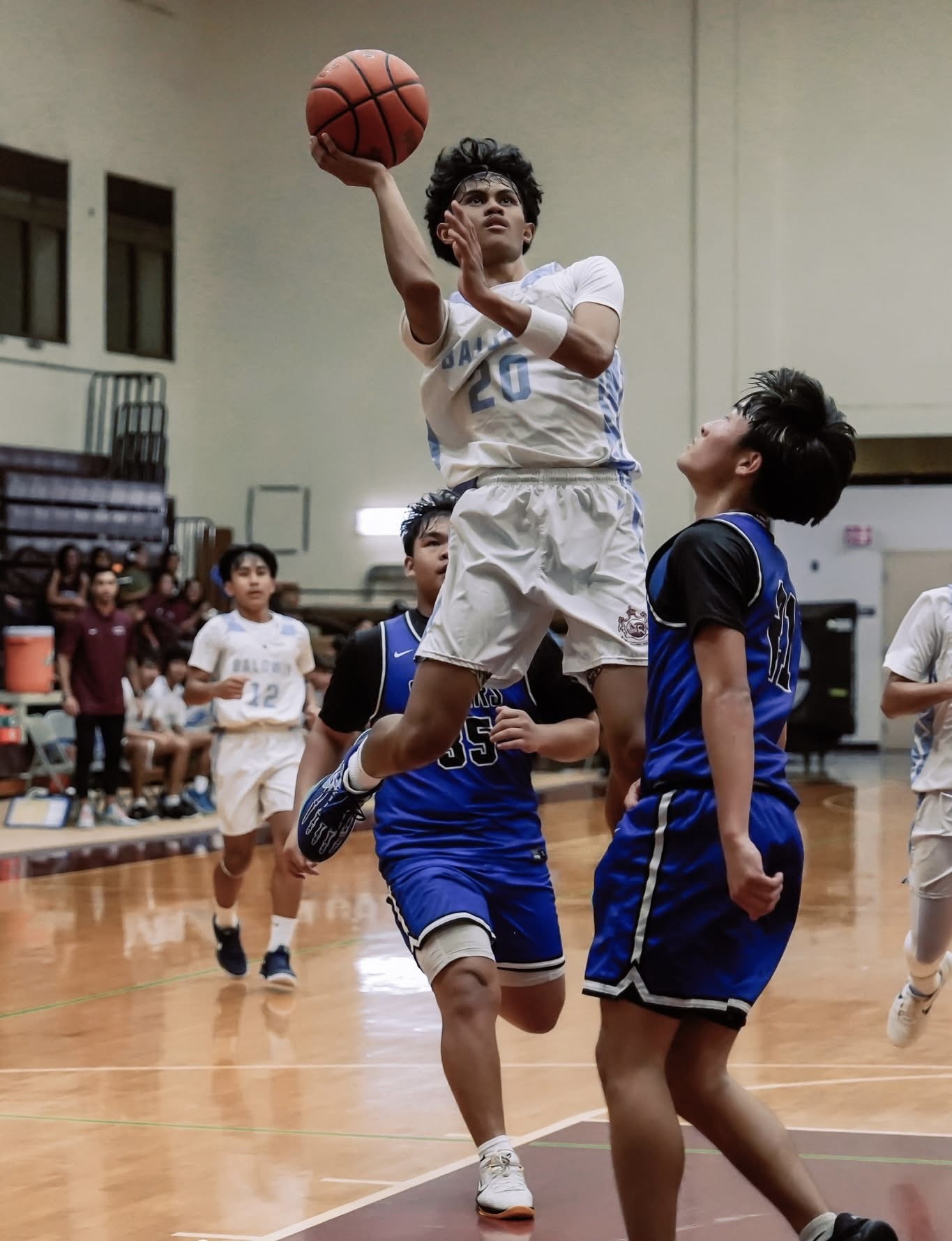 Baldwin High School's Evan Manarpaac goes to the hoop in a game earlier this season. KIM TENGAN photo