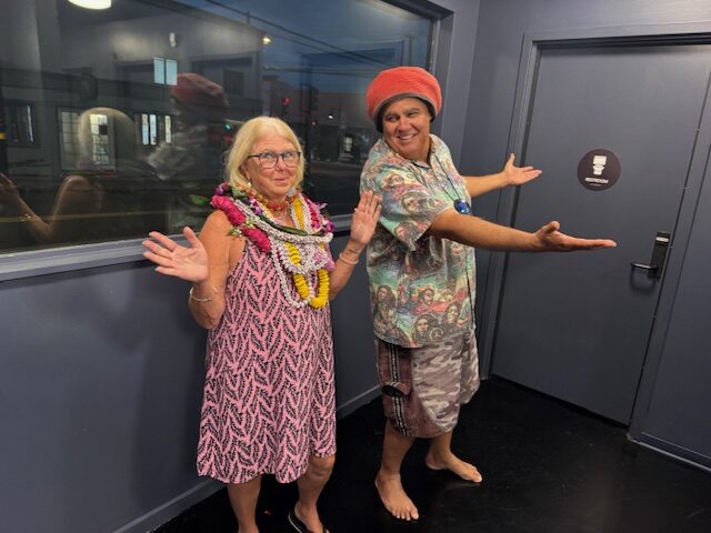 Philanthropist Susan Naylor and Marty Dread show off some of the space in the lobby of The Naylor Theatre on Jan. 7, 2026, which was opening night for the facility in Wailuku. HJI / ROB COLLIAS photo