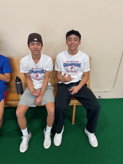 Seabury Hall's Nobu Shing (left) and Sebastian Peterson both missed Saturday's boys basketball game against Hana. HJI / ROB COLLIAS photo