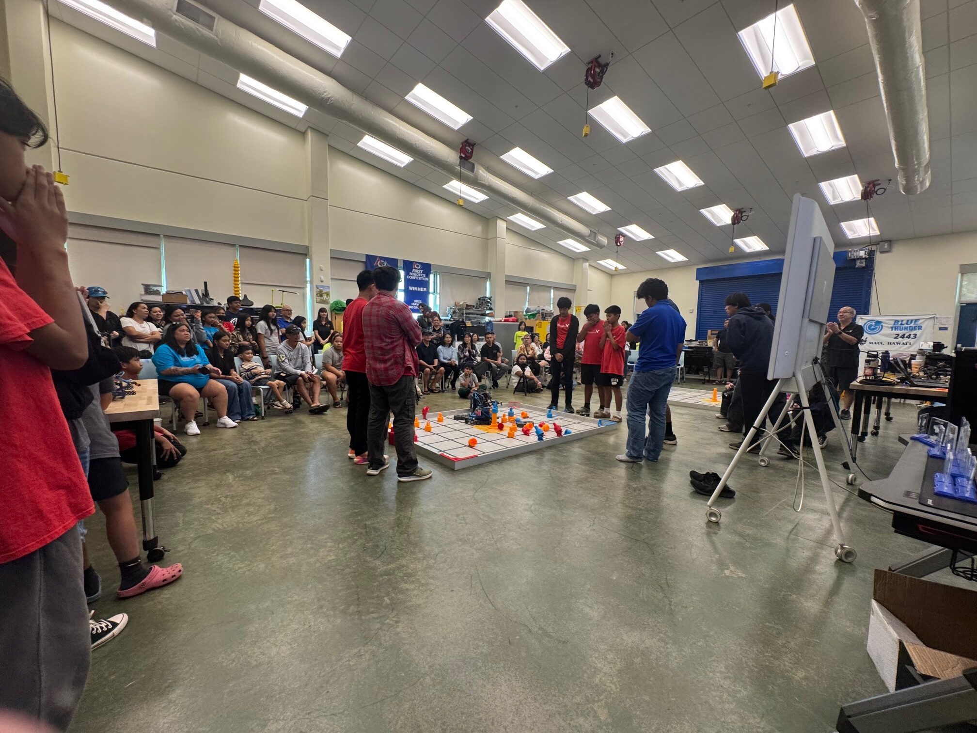 The Maui High School STEM classroom of Keith Imada was packed to the rim on Saturday, Jan. 24, for the VEXIQ Robotics Championships of the Valley Isle Mixed League. HJI / ROB COLLIAS photo