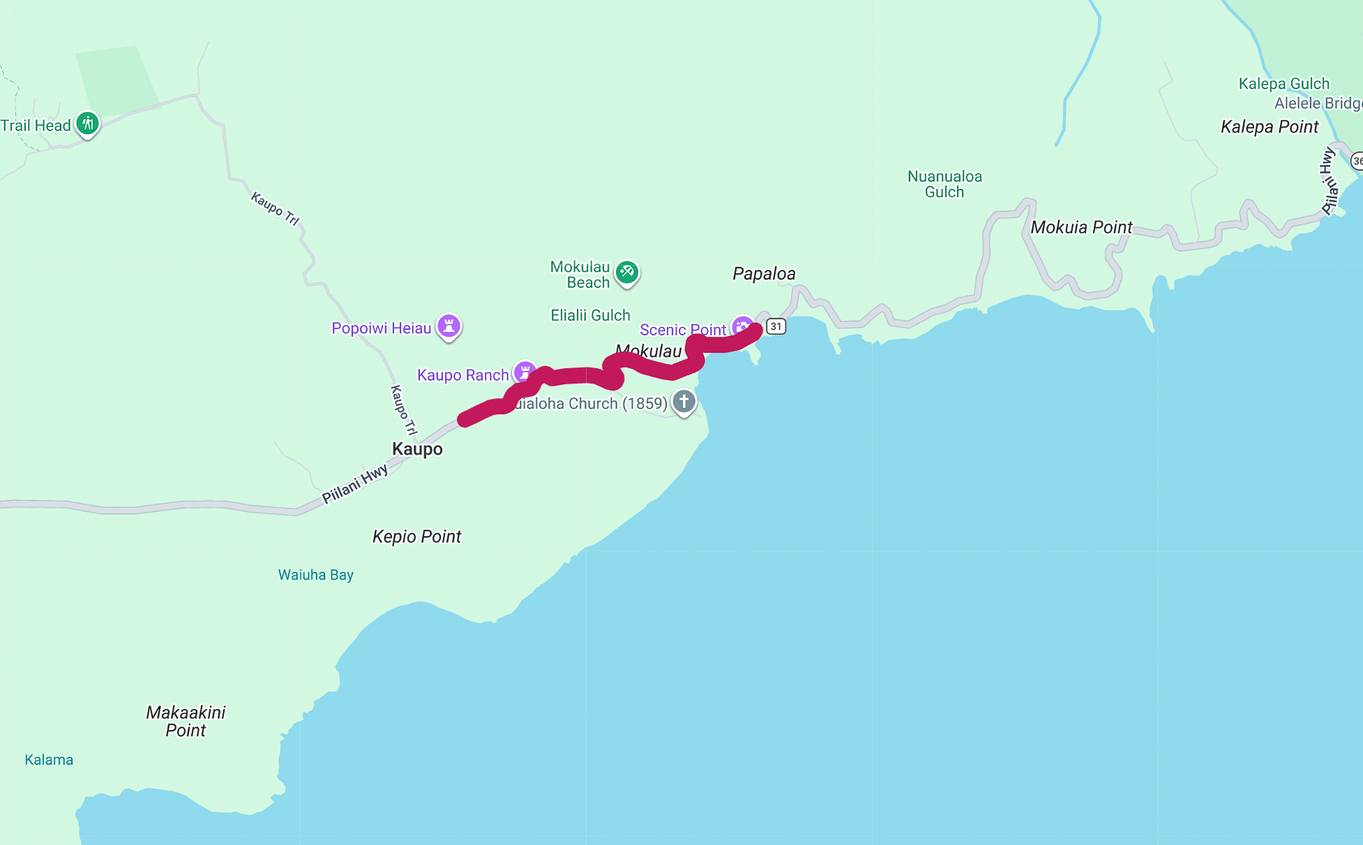 A section of Piʻilani Highway was paved in 2025, leading to more tourists traveling through Kaupō, and at higher speeds. Map: Maui County