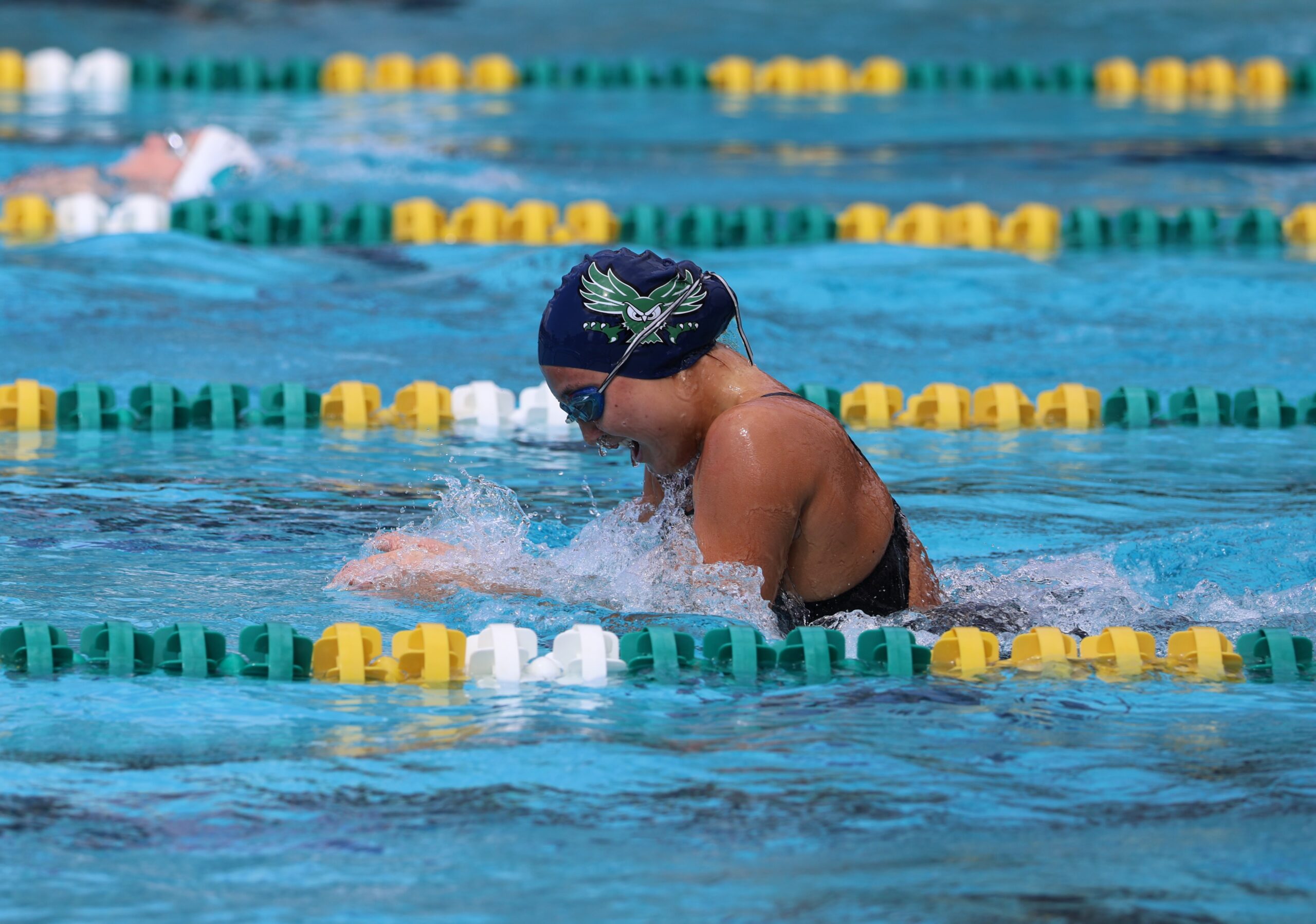 Maui Prep's Sacha Salem swims the breaststroke portion of the 200-yard individual medley on Saturday at the Maui Interscholastic League swiomming and diving championships. Salem won the event in 2:10.30. REID YAMAMOTO photo