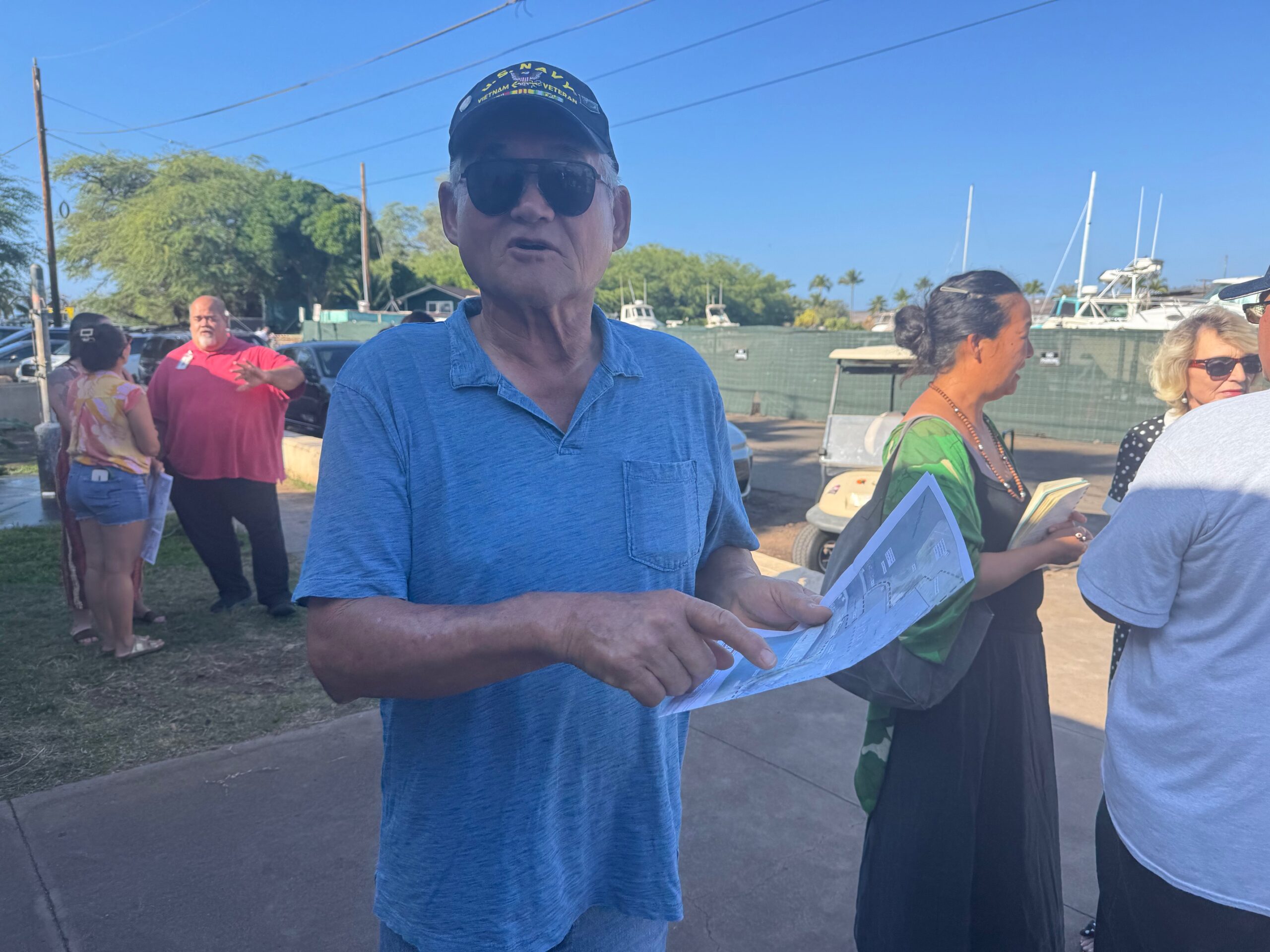 Clifton Akiyama, an 81-year-old subsistence fisherman who was born and raised in Lahaina, was pleased with the plans to renovate the Māla Boat Ramp. HJI / ROB COLLIAS photo