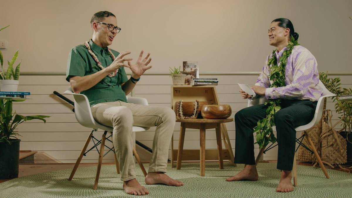 Alakaʻi Lastimado, host of the video series "Understanding West Maui," interviews Dr. Lance Collins for the 7th episode about "Law, Land & Power." (Screenshot)