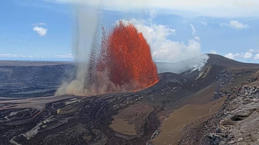 Episode 49 of the ongoing eruption at KIlauea began the morning of June 14, 2026. (Screen Shot of HVO live camera)