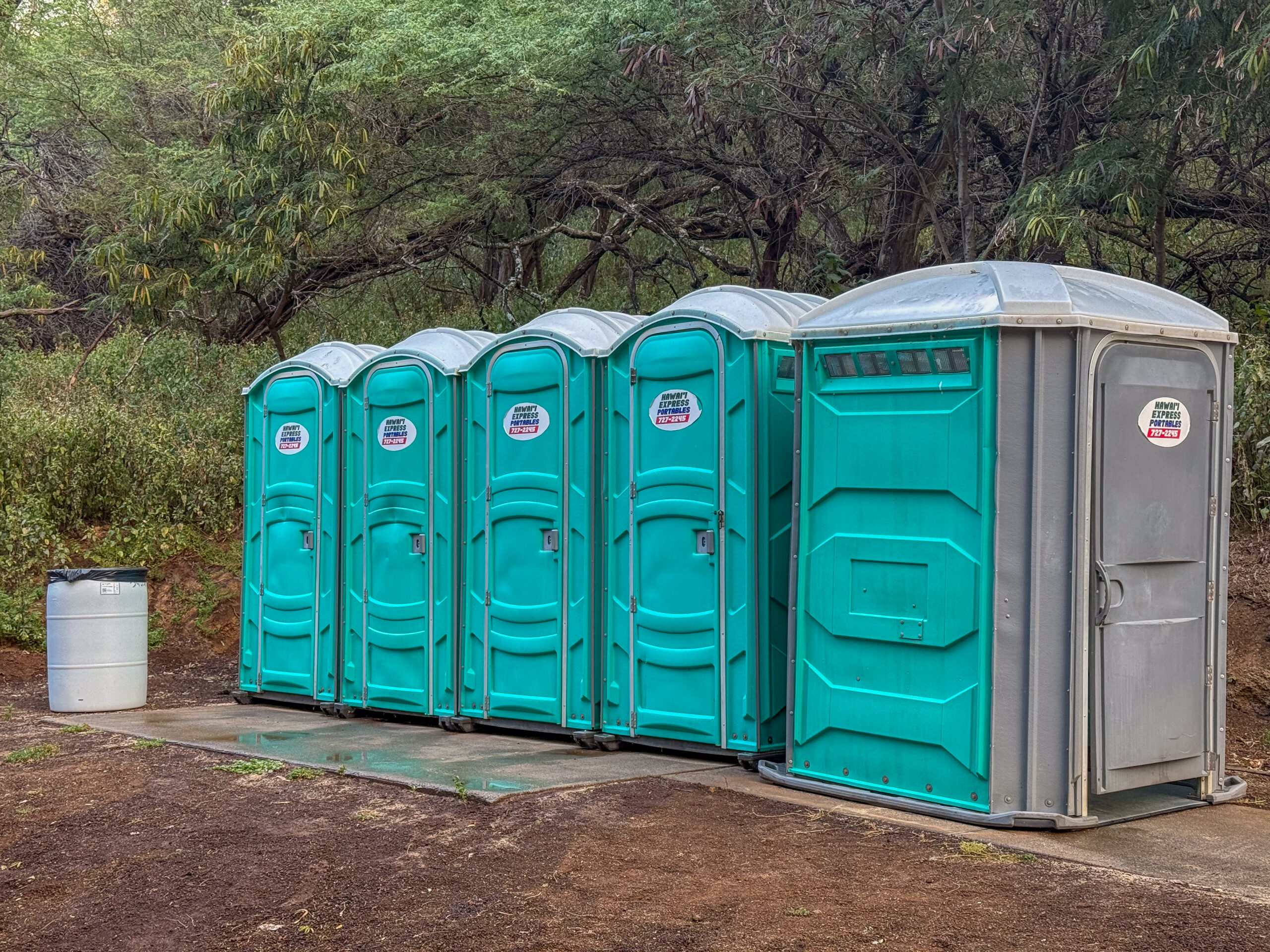 Five port-a-potties service the crowds at Makena State Park. June 23, 2026. HJI / Cammy Clark photo