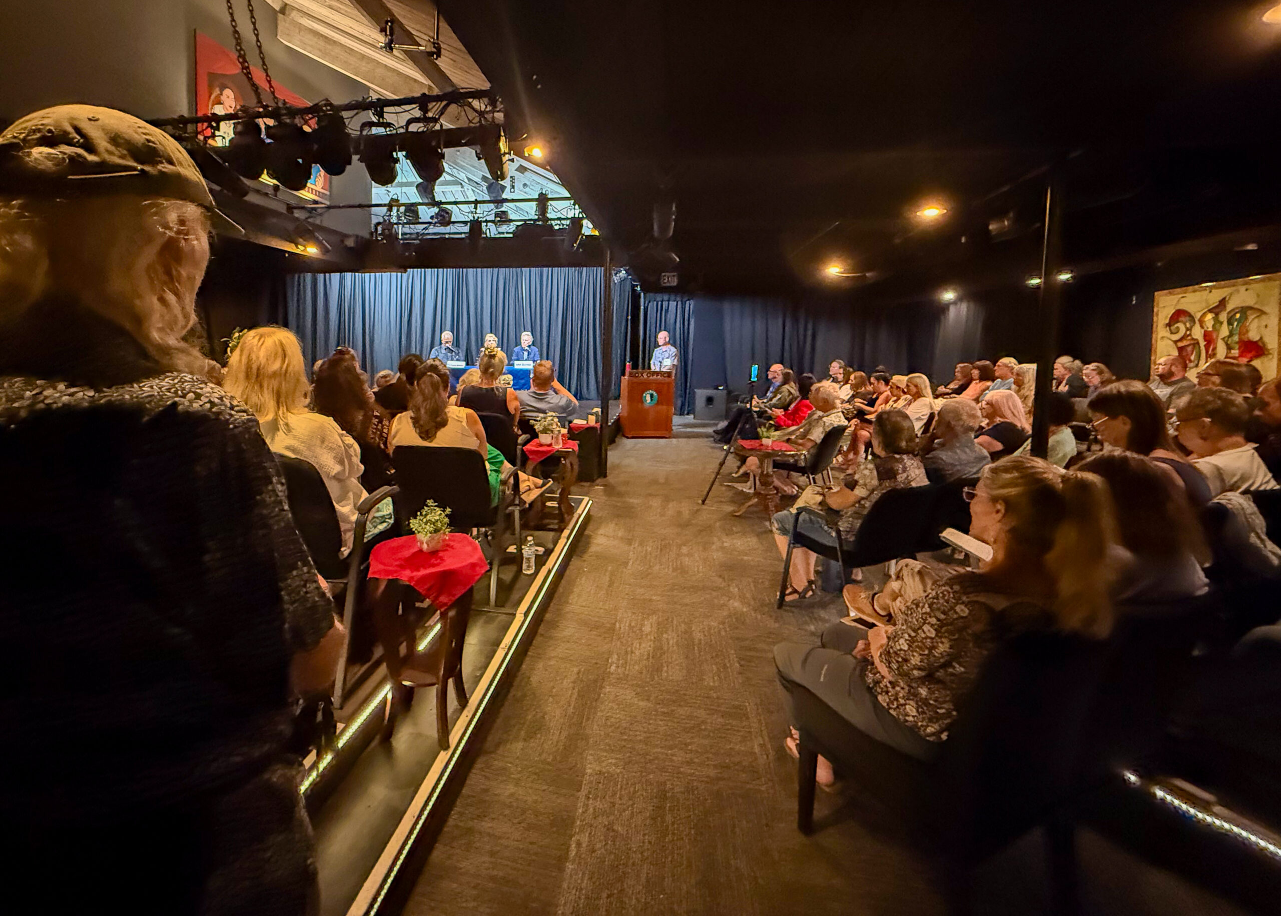 A packed house at the ProArts Playhouse in Kīhei came to learn about the candidates who are running for Maui County mayor in the primary on Aug. 8, 2026. HJI / CAMMY CLARK photo