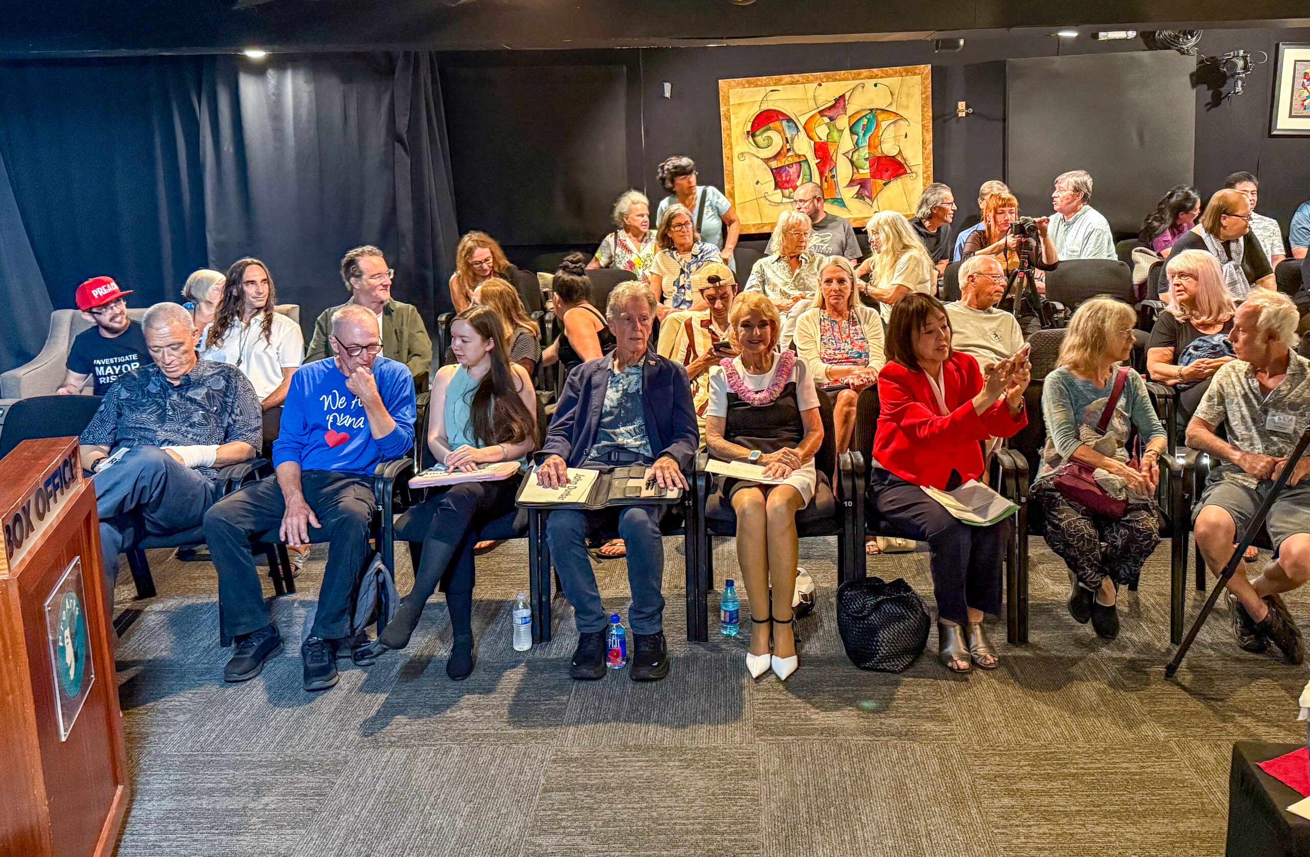 Nine of the 10 candidates running for mayor of Maui County participated in the Kīhei Community Association Forum on June 16, 2026, at the ProArts Playhouse. HJI / CAMMY CLARK photo