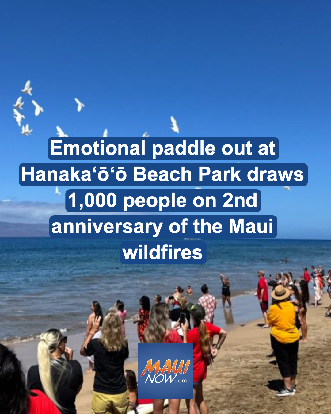 Emotional paddle out at Hanaka???? Beach Park draws 1,000 people on 2nd anniversary of the Maui wildfires